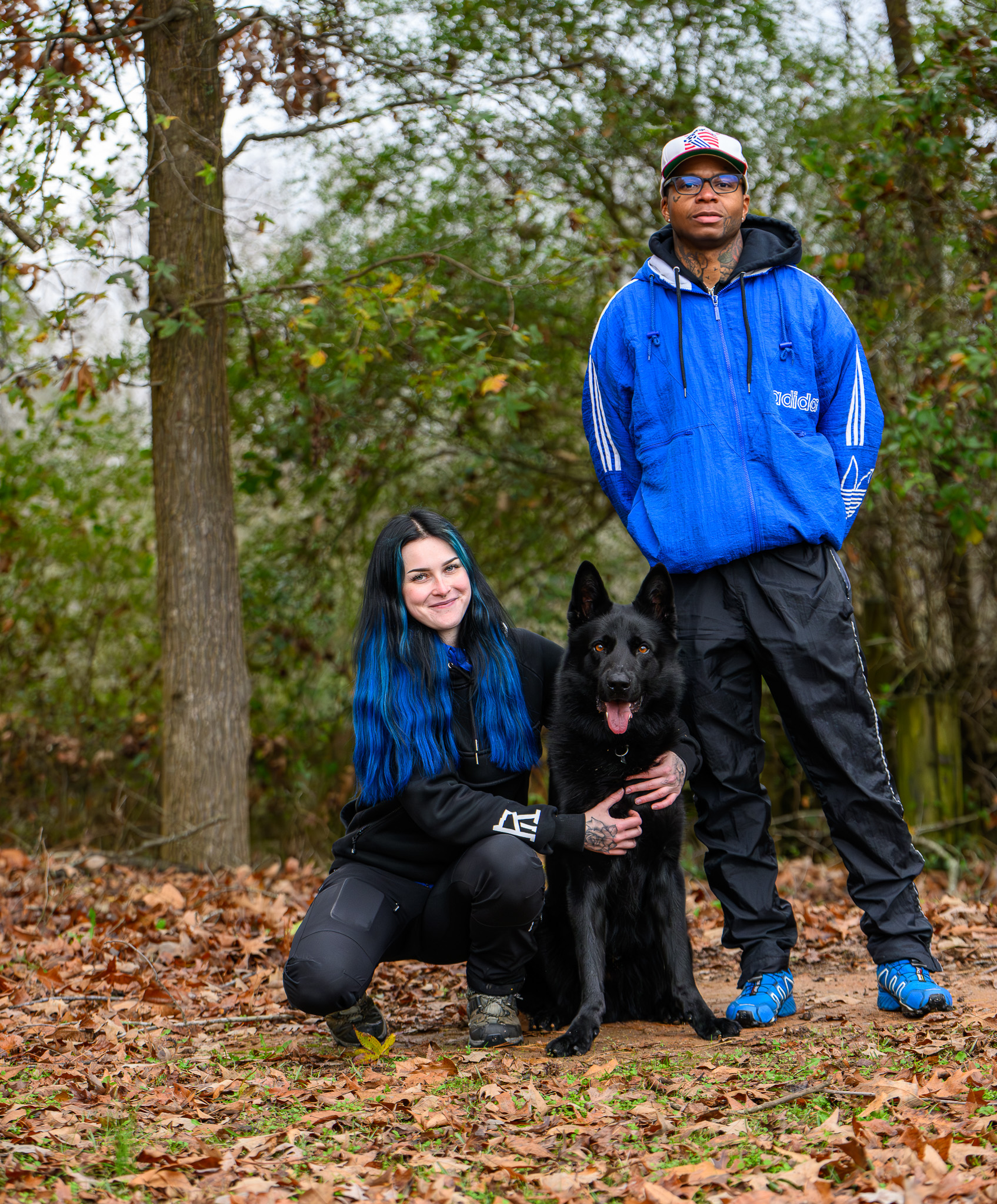 Jenna Tihumäki and Damon Jones with their German Shepherd